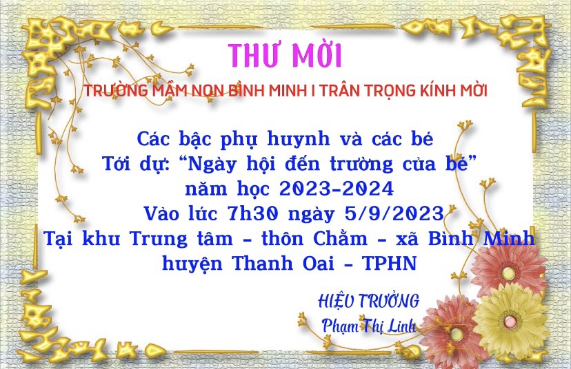 Thư mời dự Khai giảng