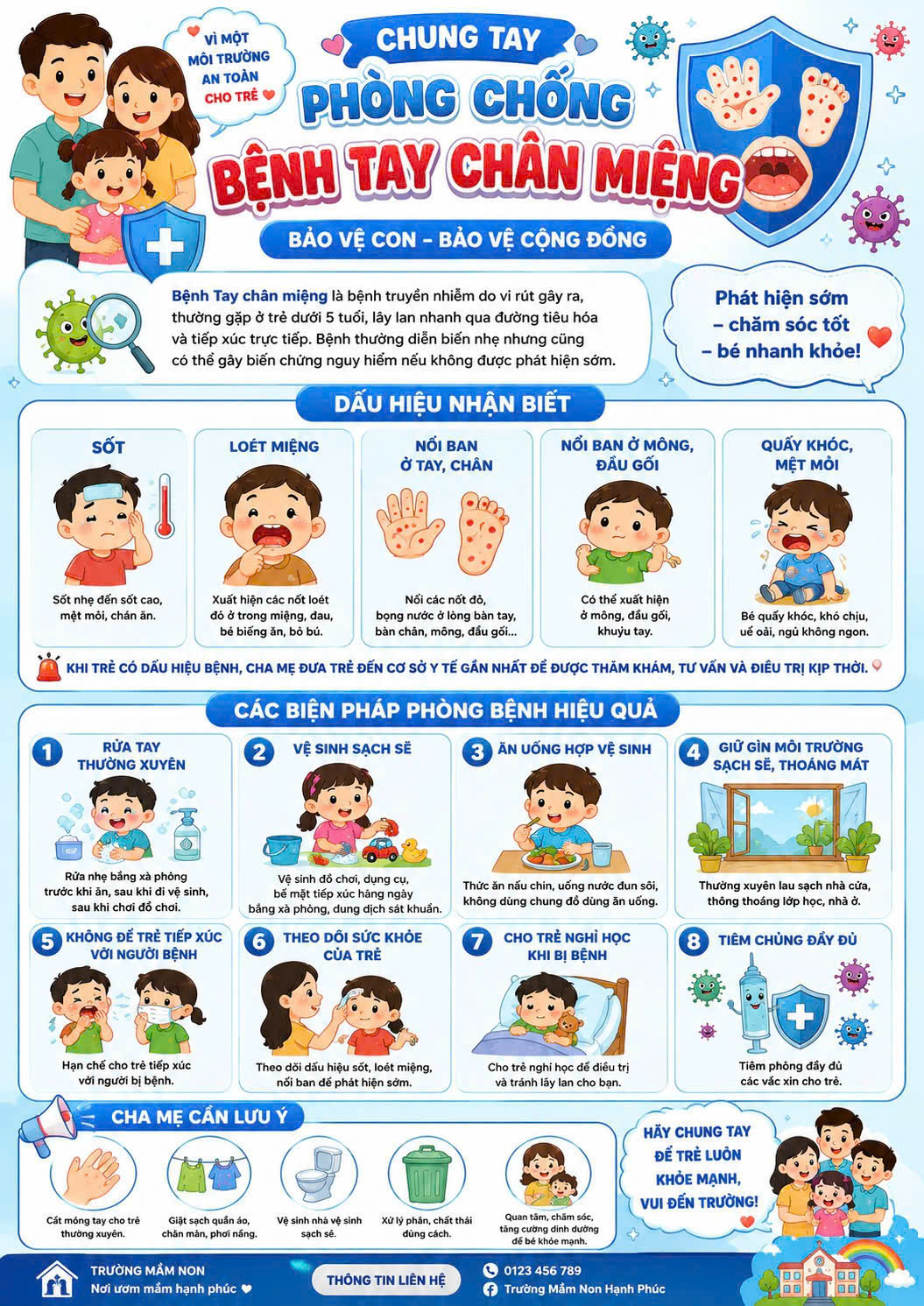 THÔNG BÁO TUYÊN TRUYỀN PHÒNG, CHỐNG BỆNH TAY CHÂN MIỆNG TẠI TRƯỜNG MẦM NON BÌNH MINH